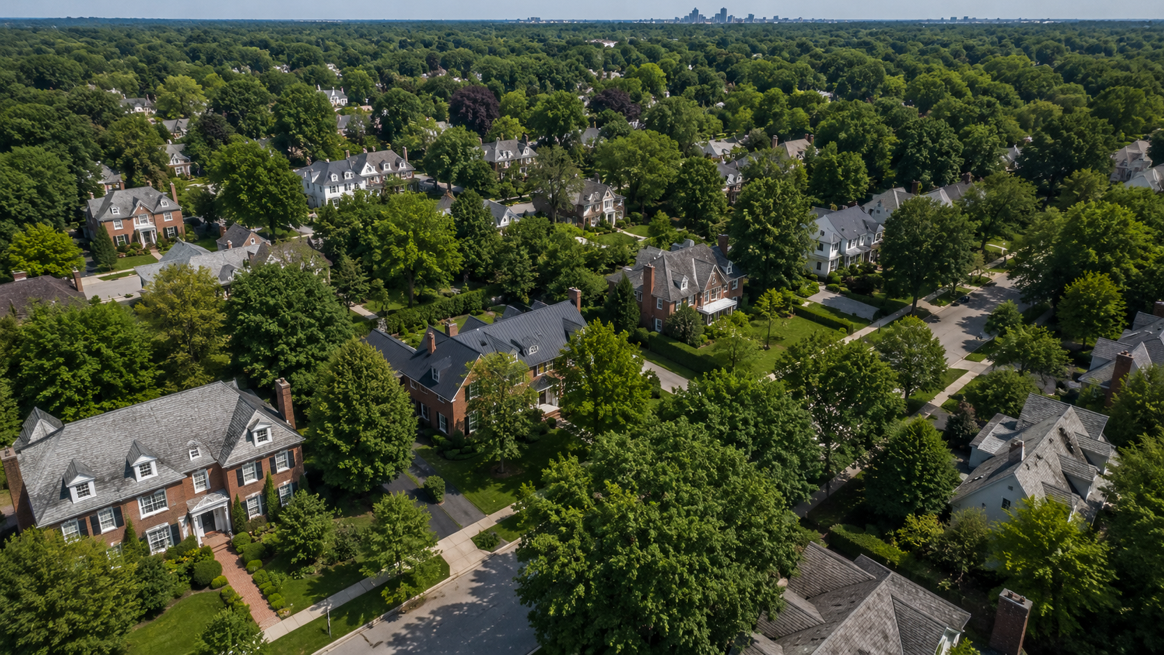 aerial view Upper Arlington Ohio neighborhood